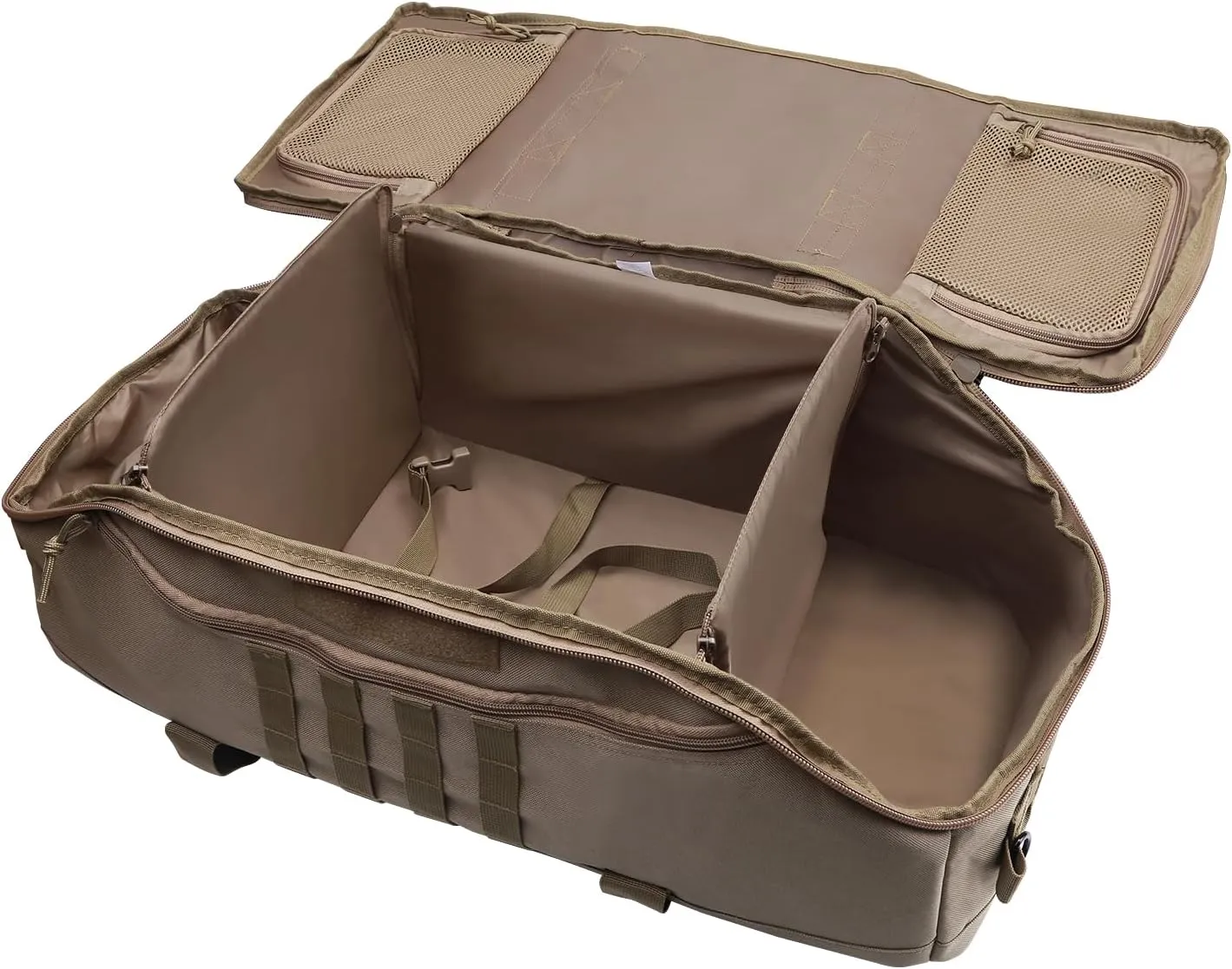 65L Large Duffle Bag, 3-in-1 Tactical Backpack MOLLE Pack for Sports, Gym, Outdoor, Coyote