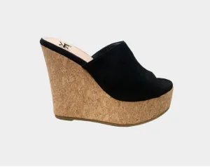 88 Slate Black Backless Wedge Sandal - The Tuscany