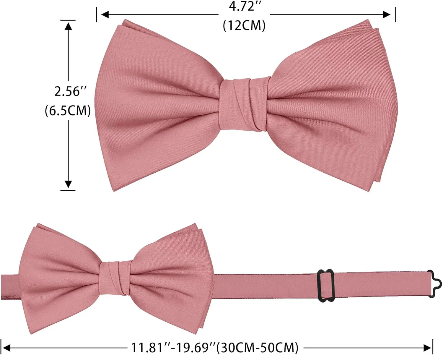 Adjustable Bow Ties for Men, Classic Solid Color Pre-Tied Bowties with Gift Box for Mens Wedding Party