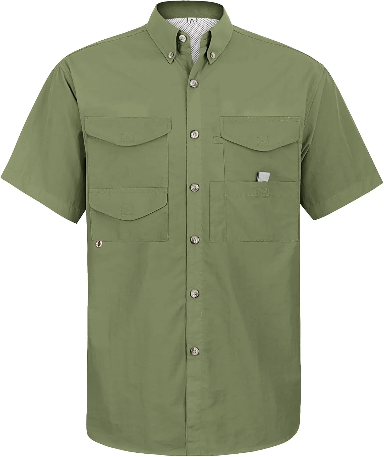 Alimens & Gentle Short Sleeve Fishing Shirt Wicking Fabric Sun Protection Casual Button Down Shirts