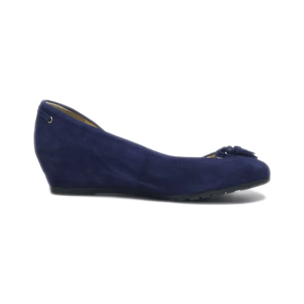 Bata Wedge Shoes Suede Blue Colour For Women