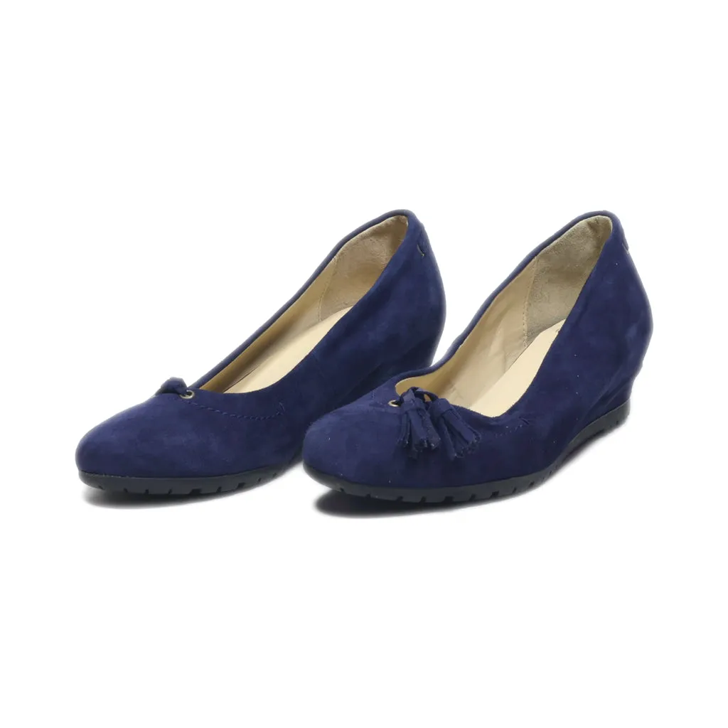 Bata Wedge Shoes Suede Blue Colour For Women