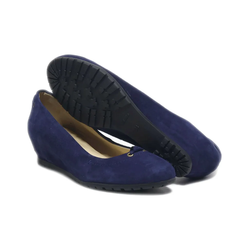 Bata Wedge Shoes Suede Blue Colour For Women
