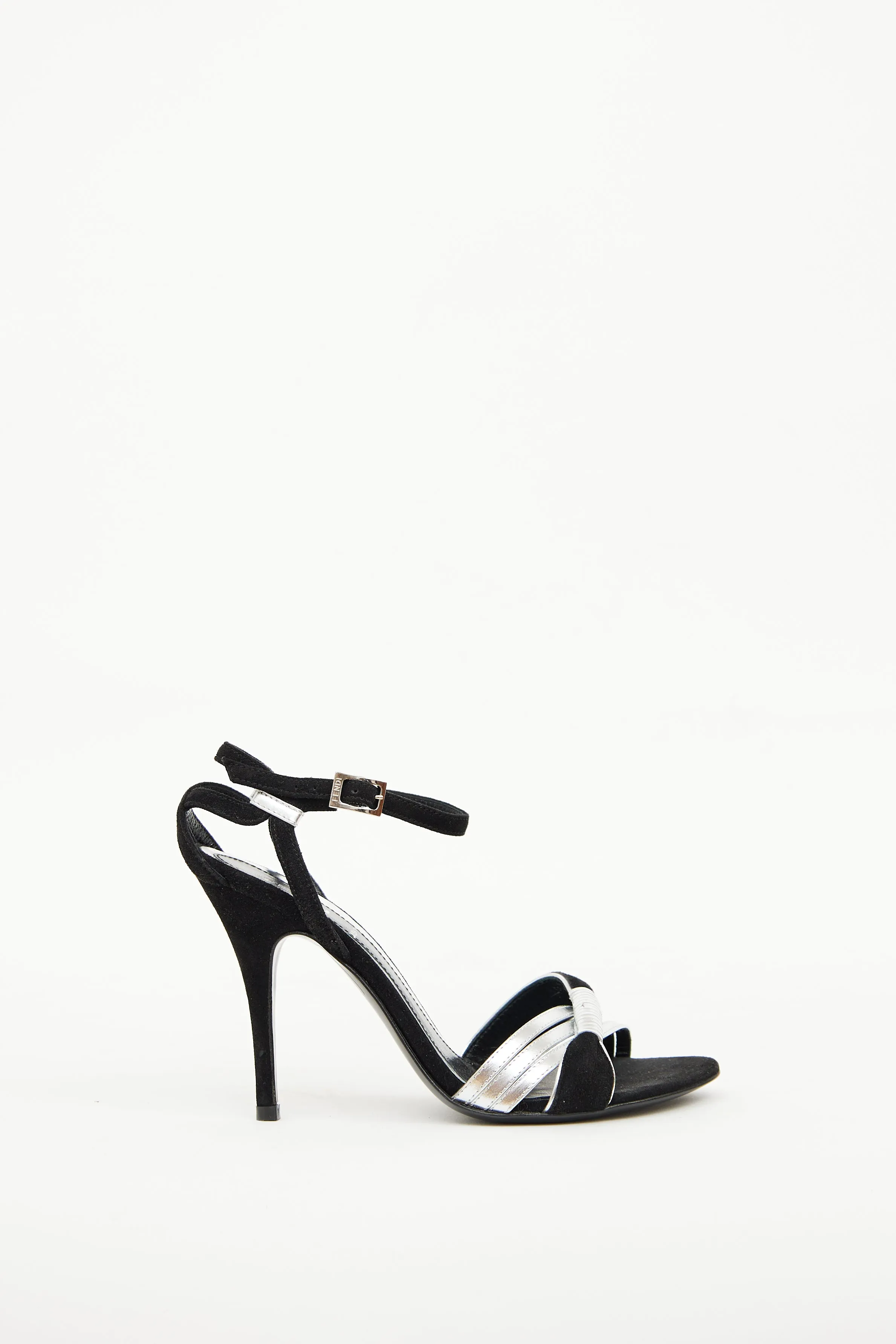 Black Suede & Silver Sandal