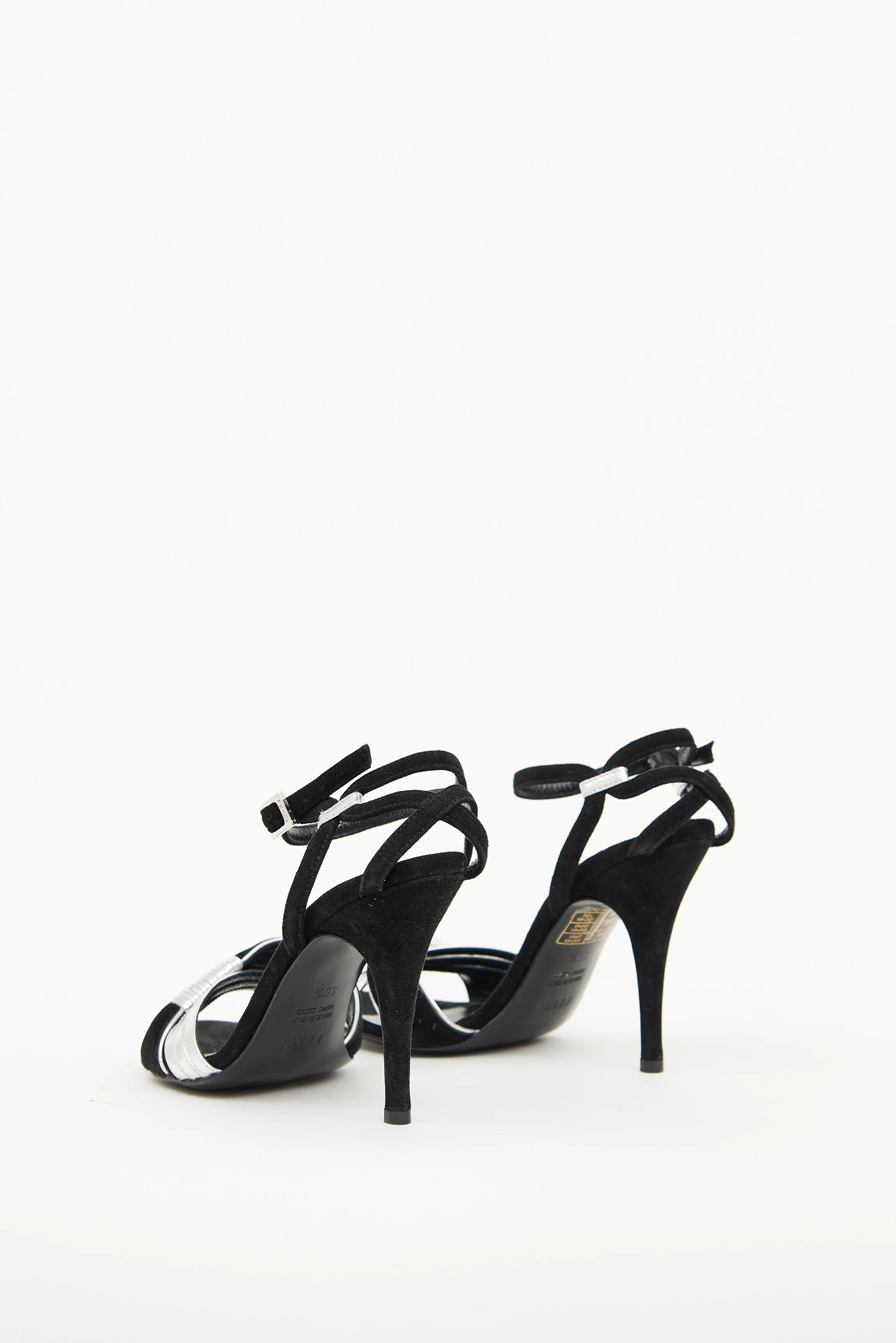 Black Suede & Silver Sandal