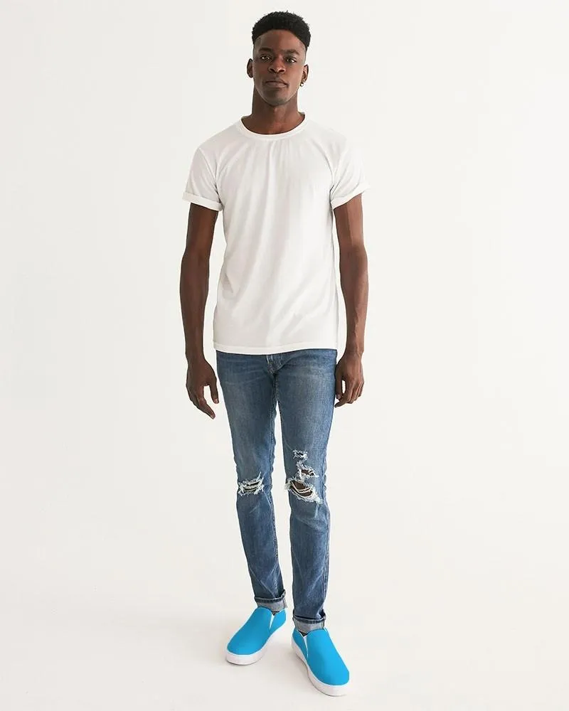 Bright Cyan Slip-On Canvas Sneakers | Men's | Bright Pure Cyan | C100M0Y0K0
