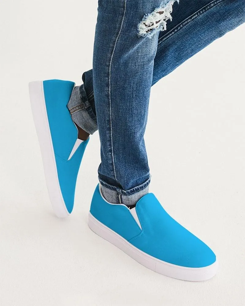 Bright Cyan Slip-On Canvas Sneakers | Men's | Bright Pure Cyan | C100M0Y0K0