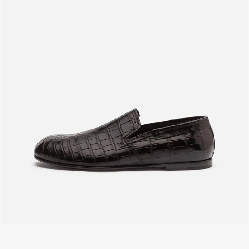 Calf Croc-Embossed Loafers Men Slip-on