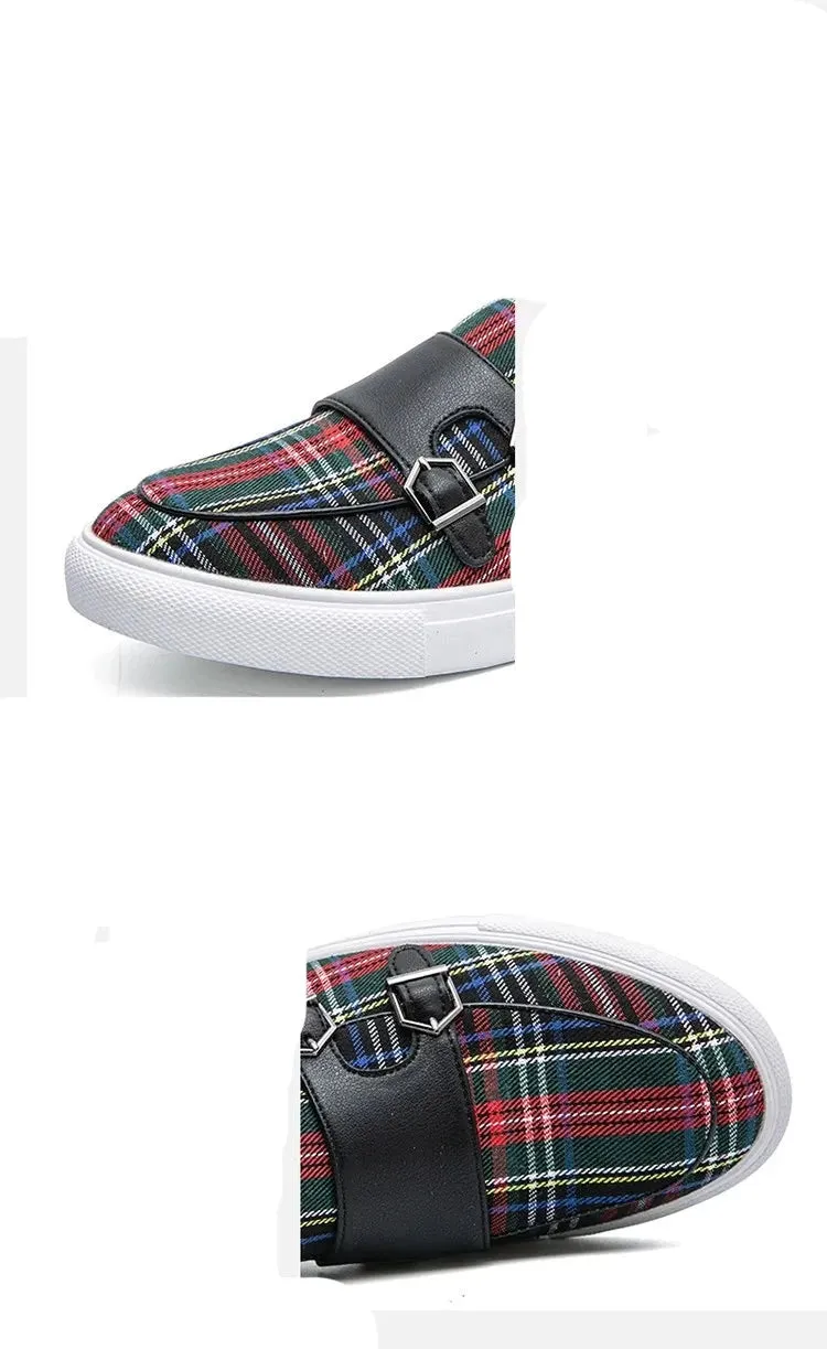 Canvas Plaid Men's Loafer Shoes