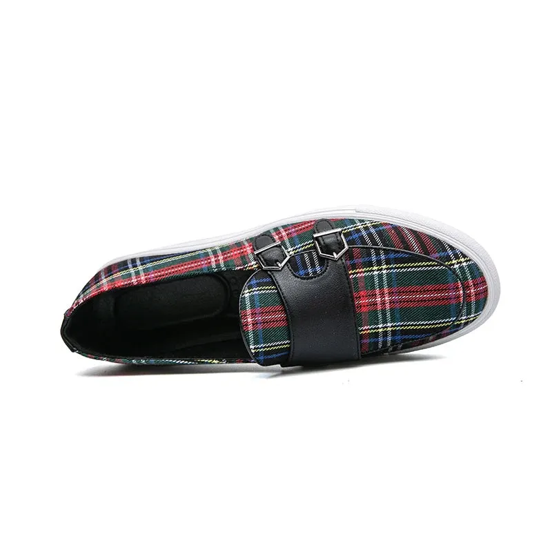 Canvas Plaid Men's Loafer Shoes