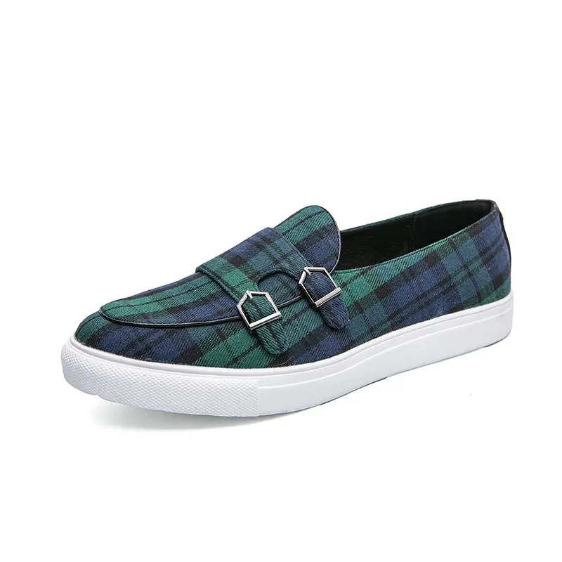 Canvas Plaid Men's Loafer Shoes