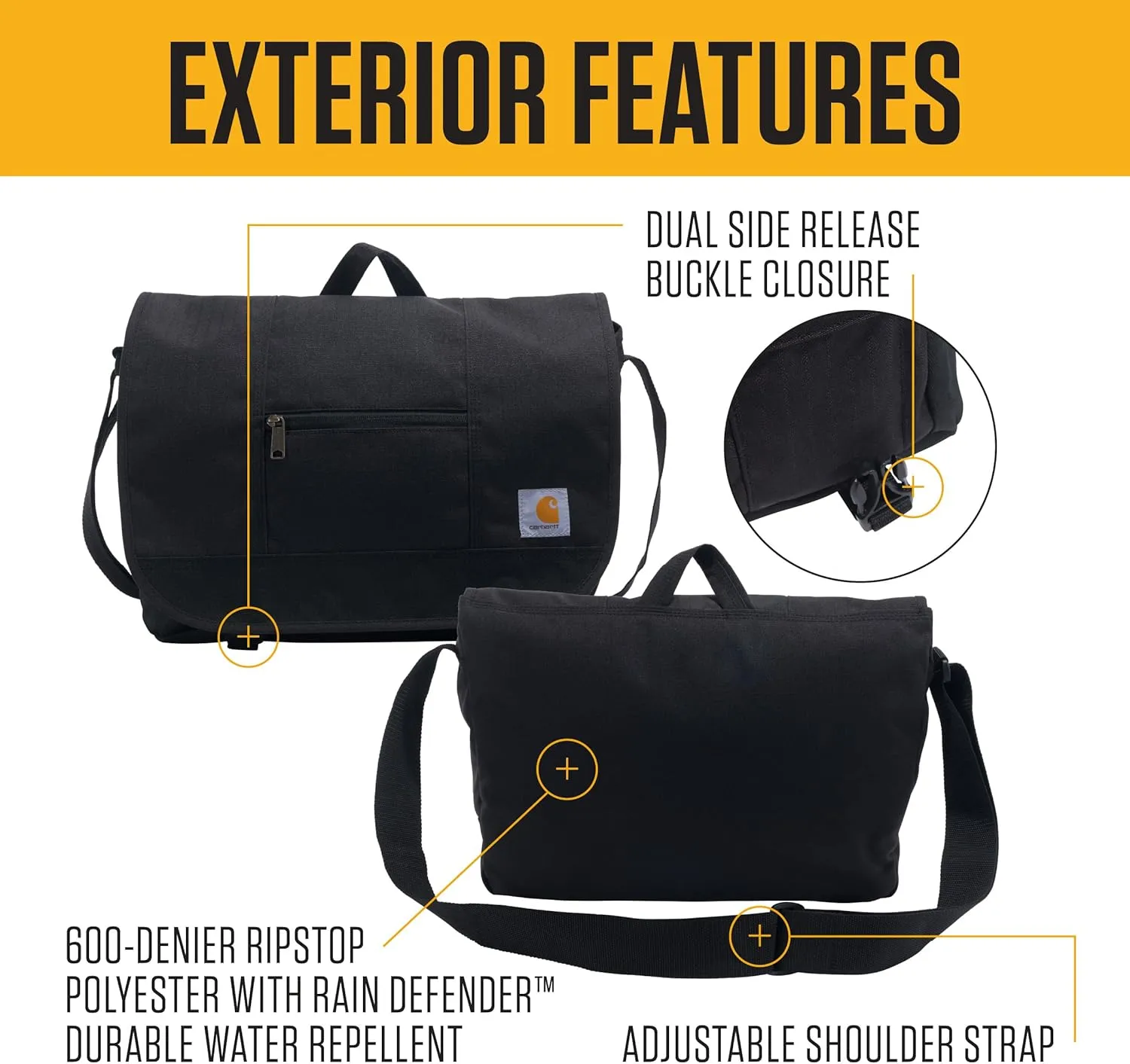 Carhartt Ripstop Messenger Bag, Durable Water-Resistant Messenger Work Bag