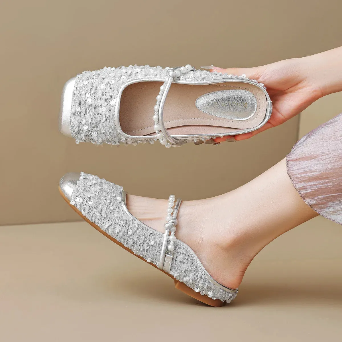 Chantelle Sequin Tweed Mules