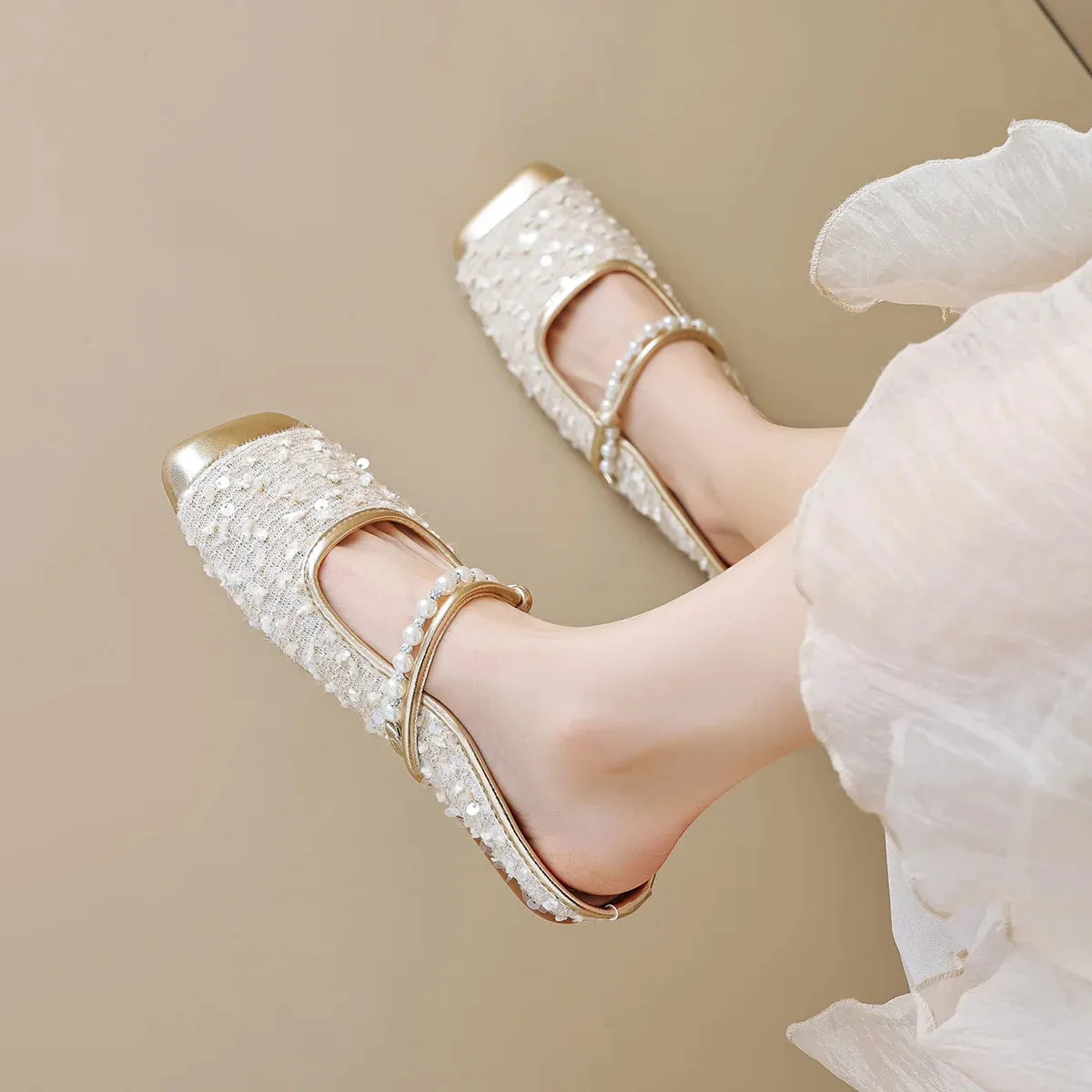 Chantelle Sequin Tweed Mules