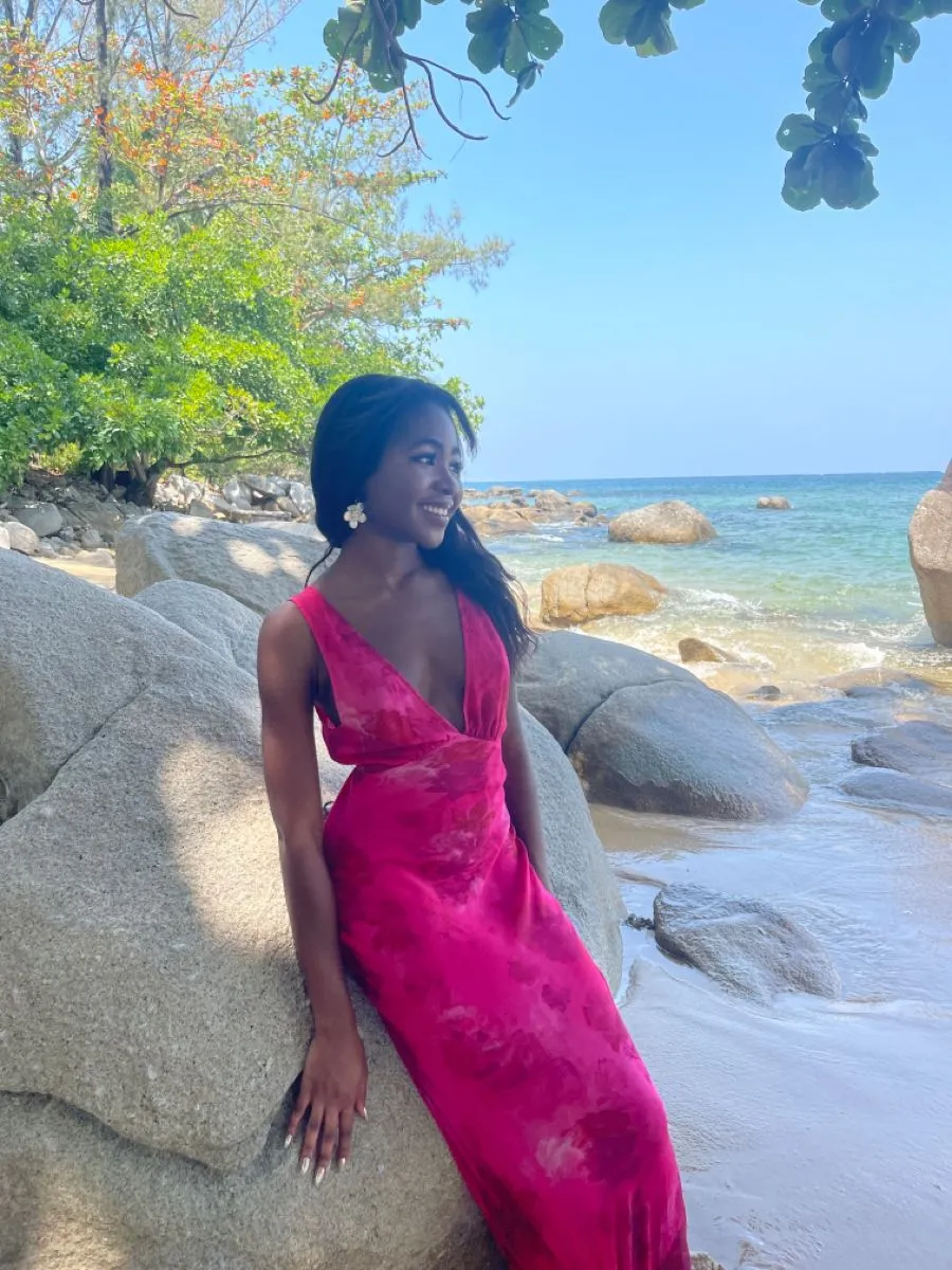 Chic Deep V Neck Sheath Prom Dress,Summer Beach Dress  Y4606