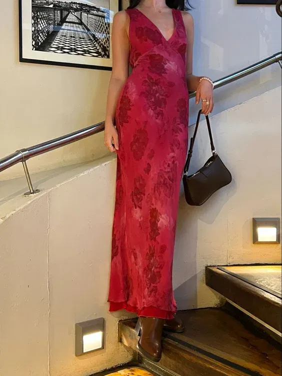 Chic Deep V Neck Sheath Prom Dress,Summer Beach Dress  Y4606