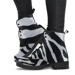 Combat Boots - Zebra Print | Boho Shoes, Handmade Lace Up Boots, Vegan Leather Lace Up Boots Women, Custom Shoes, Animal Print, Custom Boots