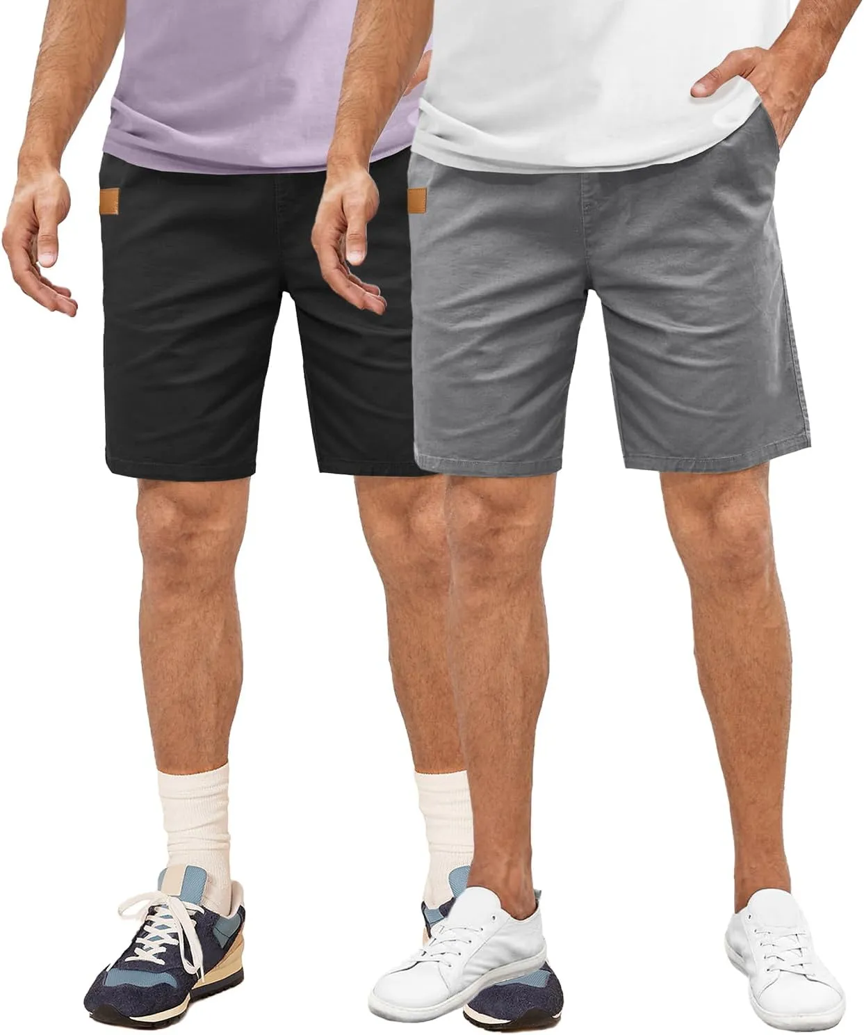 Comdecevis Mens Casual Shorts Stretch Waist Drawstring Summer Beach Twill Chino Golf Shorts