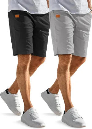 Comdecevis Mens Casual Shorts Stretch Waist Drawstring Summer Beach Twill Chino Golf Shorts