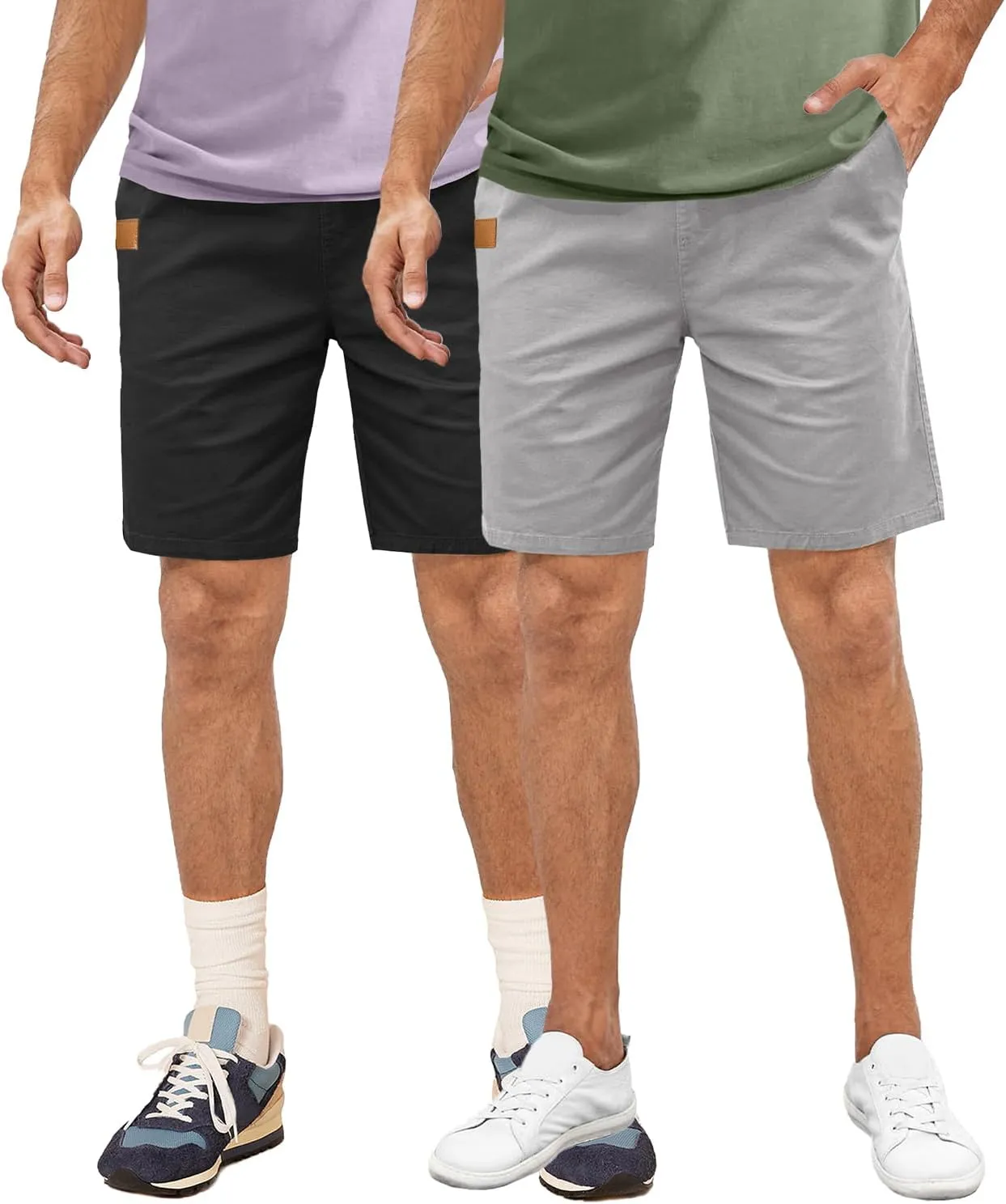 Comdecevis Mens Casual Shorts Stretch Waist Drawstring Summer Beach Twill Chino Golf Shorts