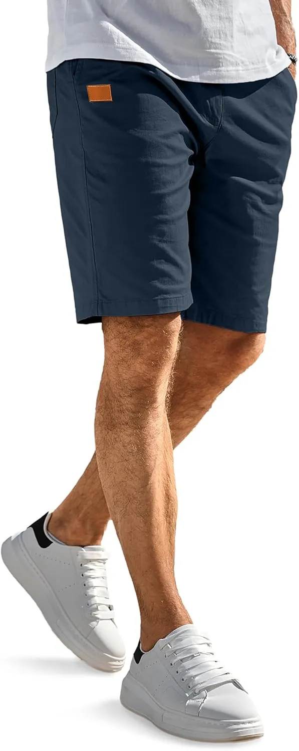 Comdecevis Mens Casual Shorts Stretch Waist Drawstring Summer Beach Twill Chino Golf Shorts