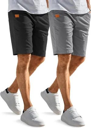 Comdecevis Mens Casual Shorts Stretch Waist Drawstring Summer Beach Twill Chino Golf Shorts