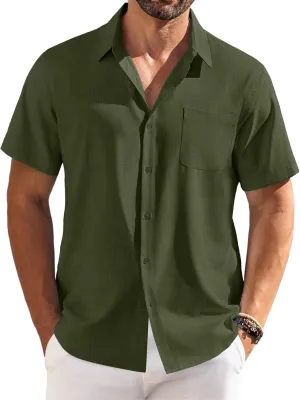 COOFANDY Shirts for Men Short Sleeve Button Down Shirt Casual Summer Beach Shirts