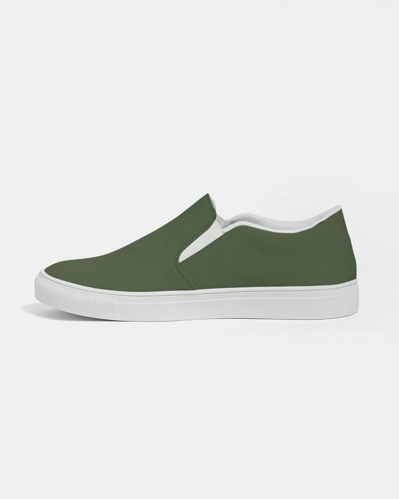 Dark Warm Green Slip-On Canvas Sneakers | Men's | Dark Pastel Warm Green | C30M0Y60K80