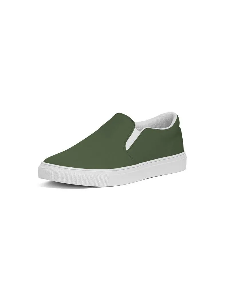 Dark Warm Green Slip-On Canvas Sneakers | Men's | Dark Pastel Warm Green | C30M0Y60K80