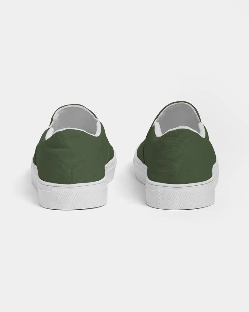 Dark Warm Green Slip-On Canvas Sneakers | Men's | Dark Pastel Warm Green | C30M0Y60K80