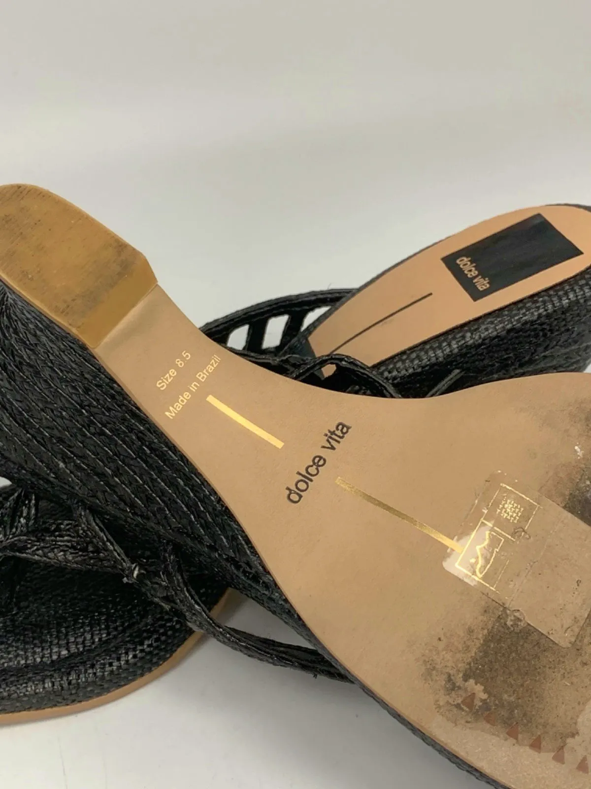Dolce Vita Black Woven Heeled Sandals UK 6.5