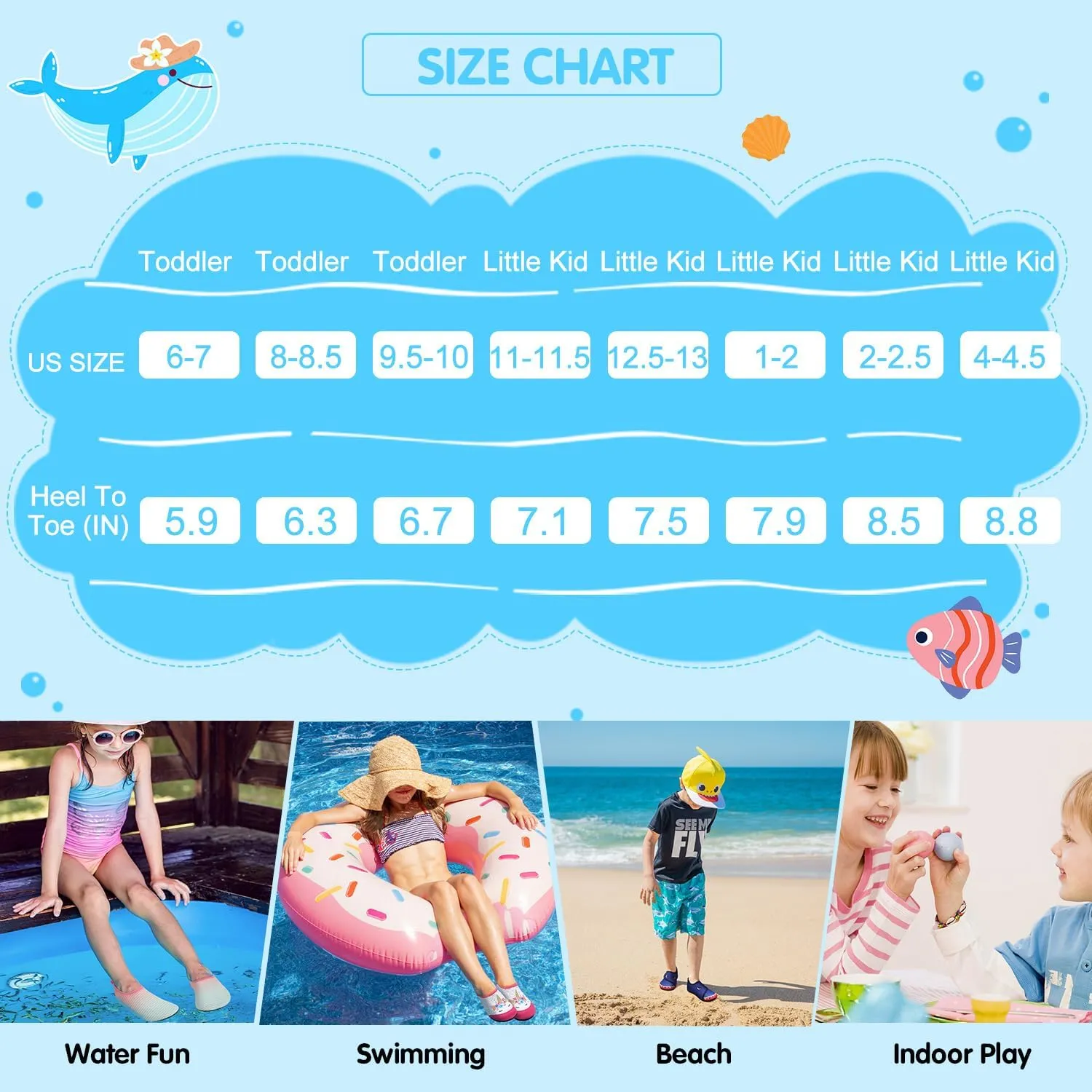JOINFREE Kids Boys and Girls Swim Water Shoes Toddler Quick Dry Aqua Socks Barefoot Skin Shoes for Beach Sports