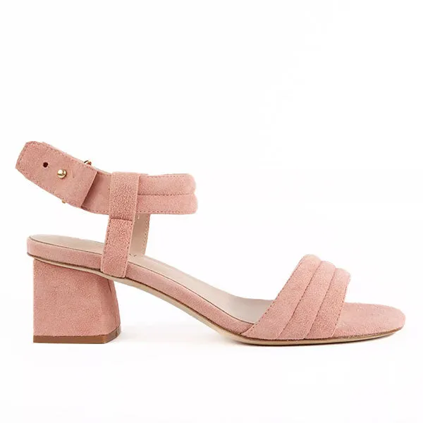 Kilian Pink | Suede mid heel sandal