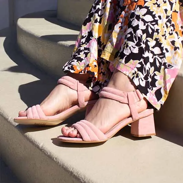 Kilian Pink | Suede mid heel sandal