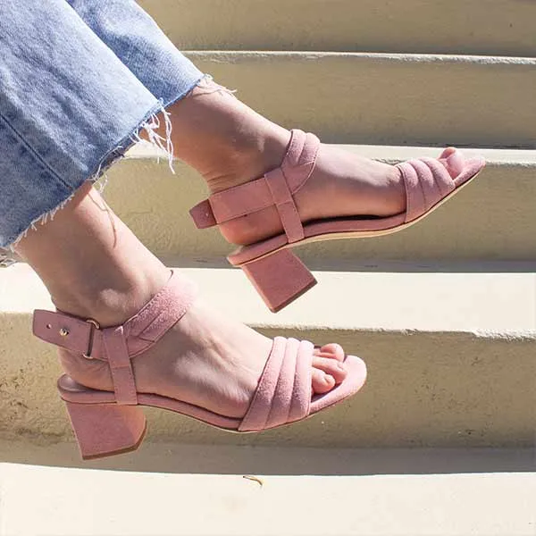 Kilian Pink | Suede mid heel sandal