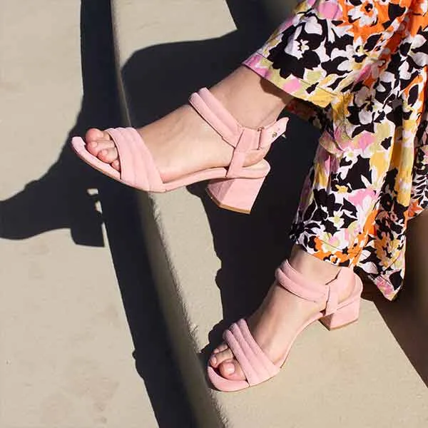 Kilian Pink | Suede mid heel sandal