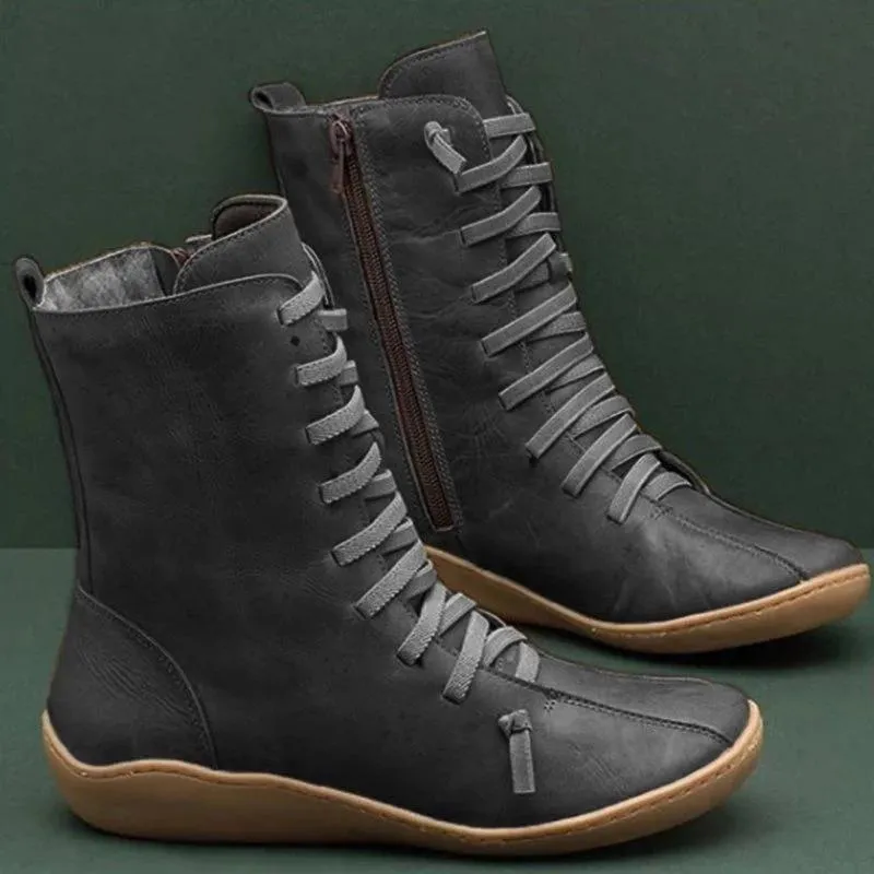 Lace Up High Upper England Style Casual Women Boots