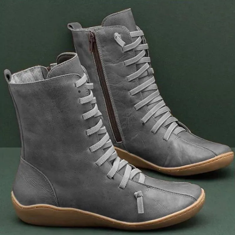 Lace Up High Upper England Style Casual Women Boots