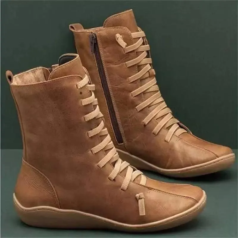 Lace Up High Upper England Style Casual Women Boots