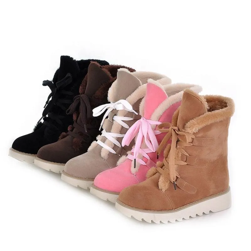 Lace up Warm Fur Platform Winter Boots