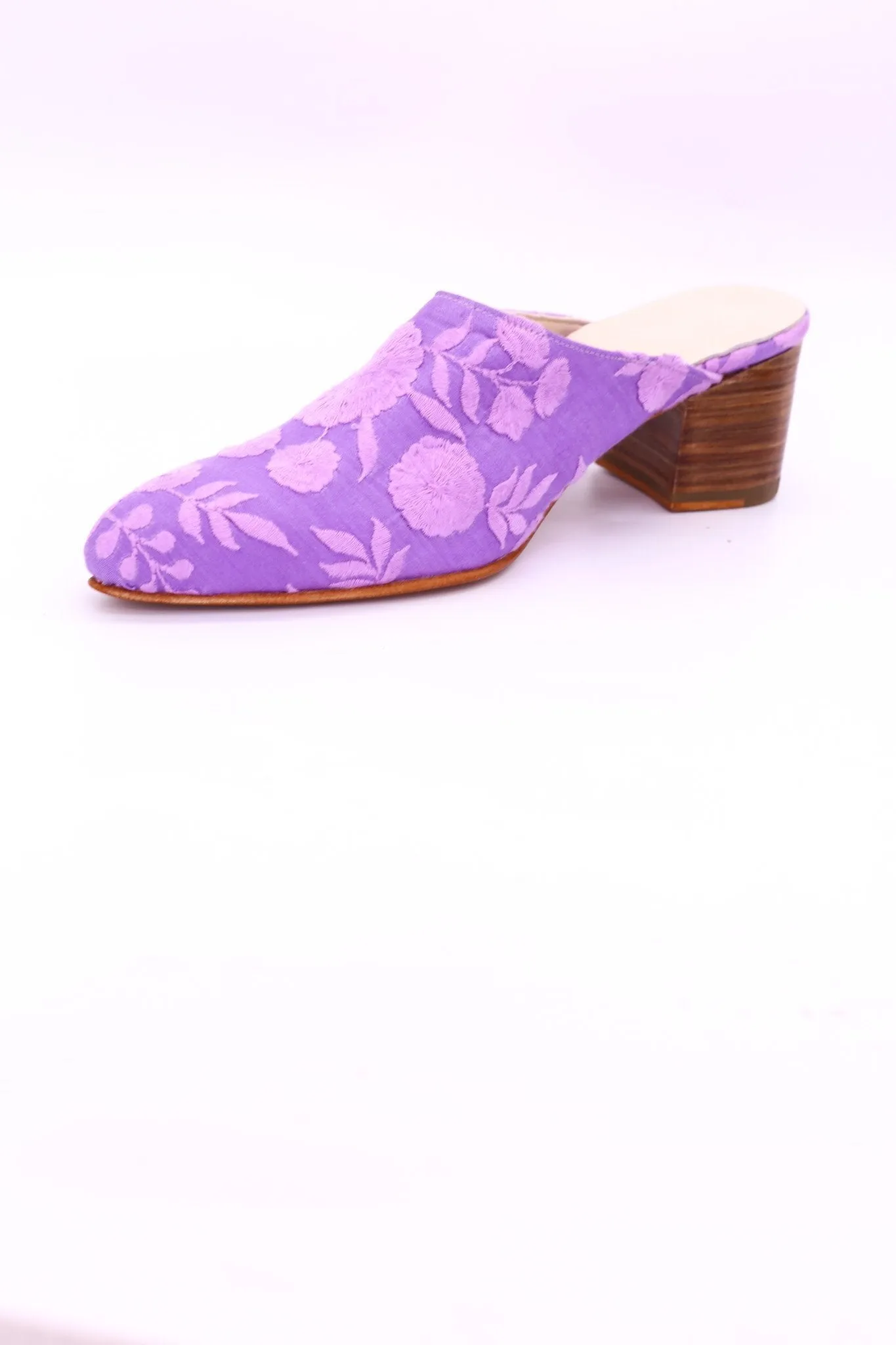 LAVENDER HEELED MULES ELLIE