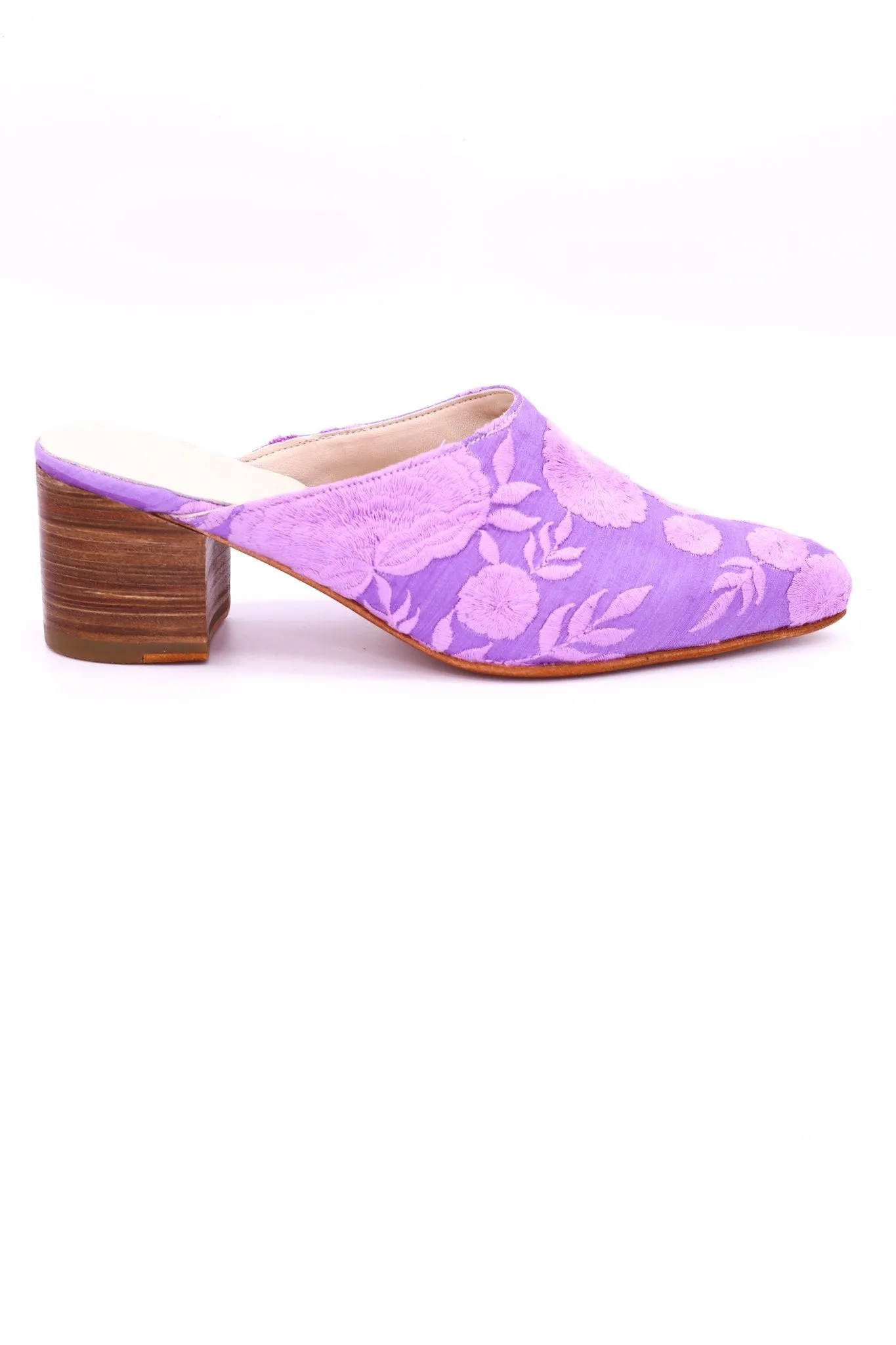 LAVENDER HEELED MULES ELLIE