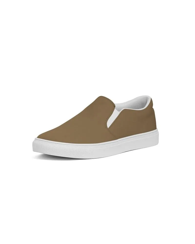 Medium Dark Orange Brown Slip-On Canvas Sneakers | Men's | Medium Dark Pastel Orange Brown | C0M30Y60K60