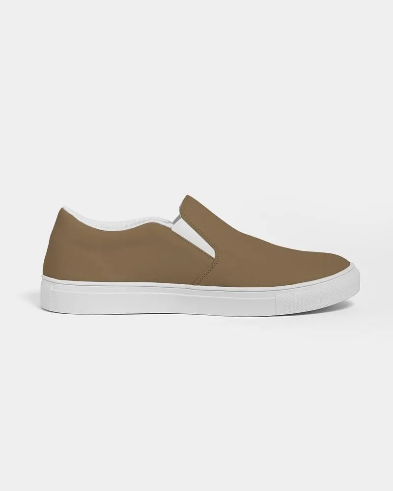 Medium Dark Orange Brown Slip-On Canvas Sneakers | Men's | Medium Dark Pastel Orange Brown | C0M30Y60K60