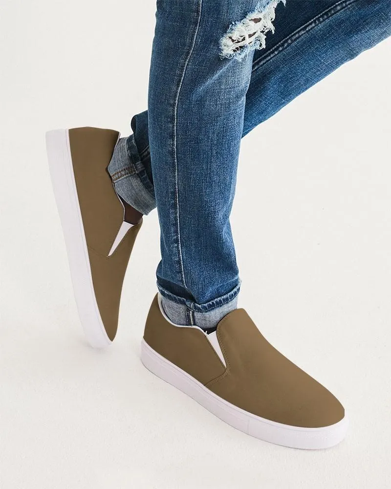 Medium Dark Orange Brown Slip-On Canvas Sneakers | Men's | Medium Dark Pastel Orange Brown | C0M30Y60K60