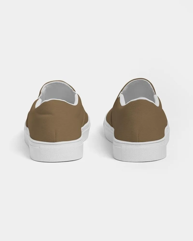 Medium Dark Orange Brown Slip-On Canvas Sneakers | Men's | Medium Dark Pastel Orange Brown | C0M30Y60K60