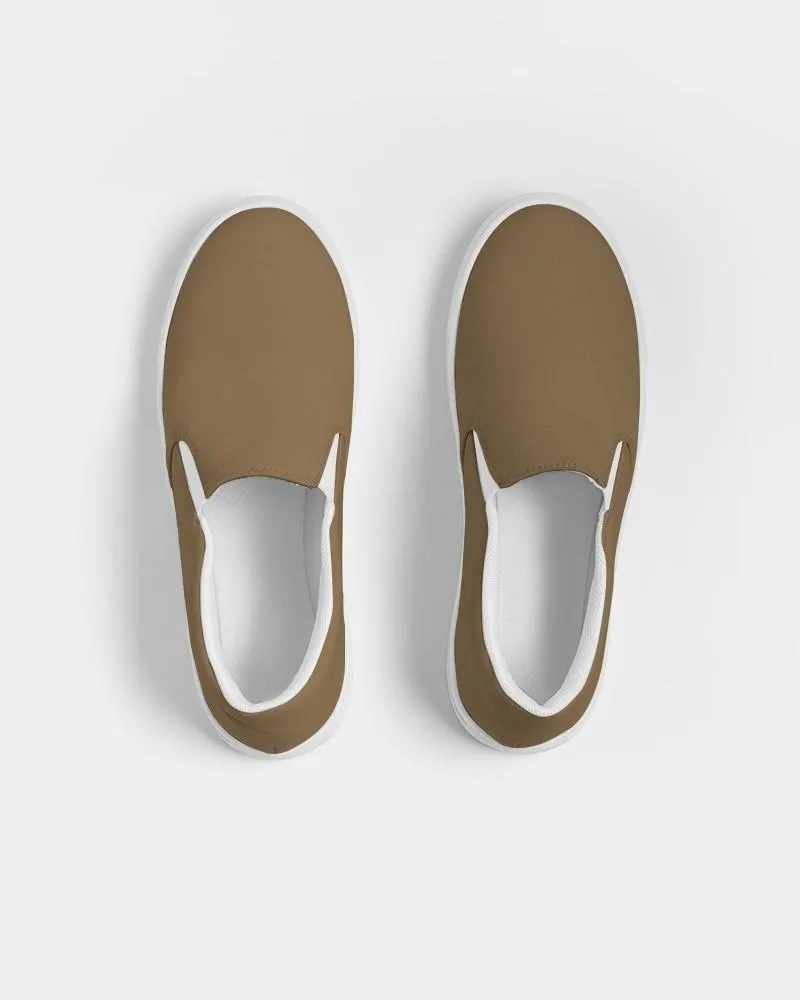 Medium Dark Orange Brown Slip-On Canvas Sneakers | Men's | Medium Dark Pastel Orange Brown | C0M30Y60K60