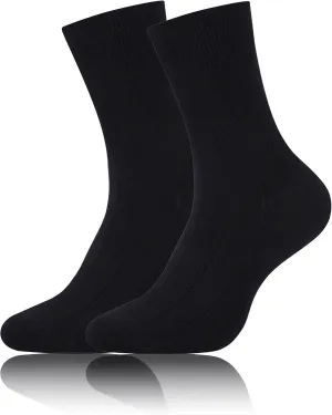 Mens Dress Socks Soild Ribbed Crew Socks Combed Cotton Anti Odor Size 8-13