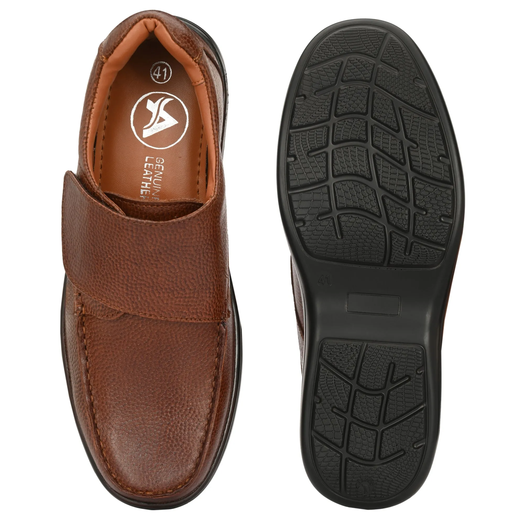 Pure Trumock Full Grain Leather Velcro Slip Ons