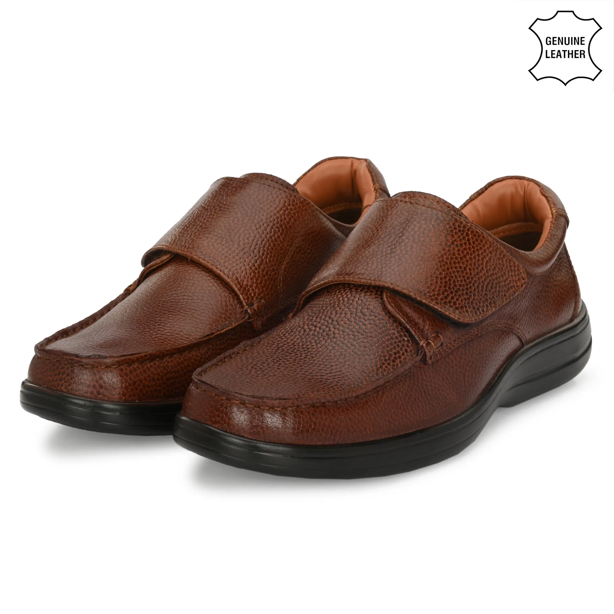 Pure Trumock Full Grain Leather Velcro Slip Ons